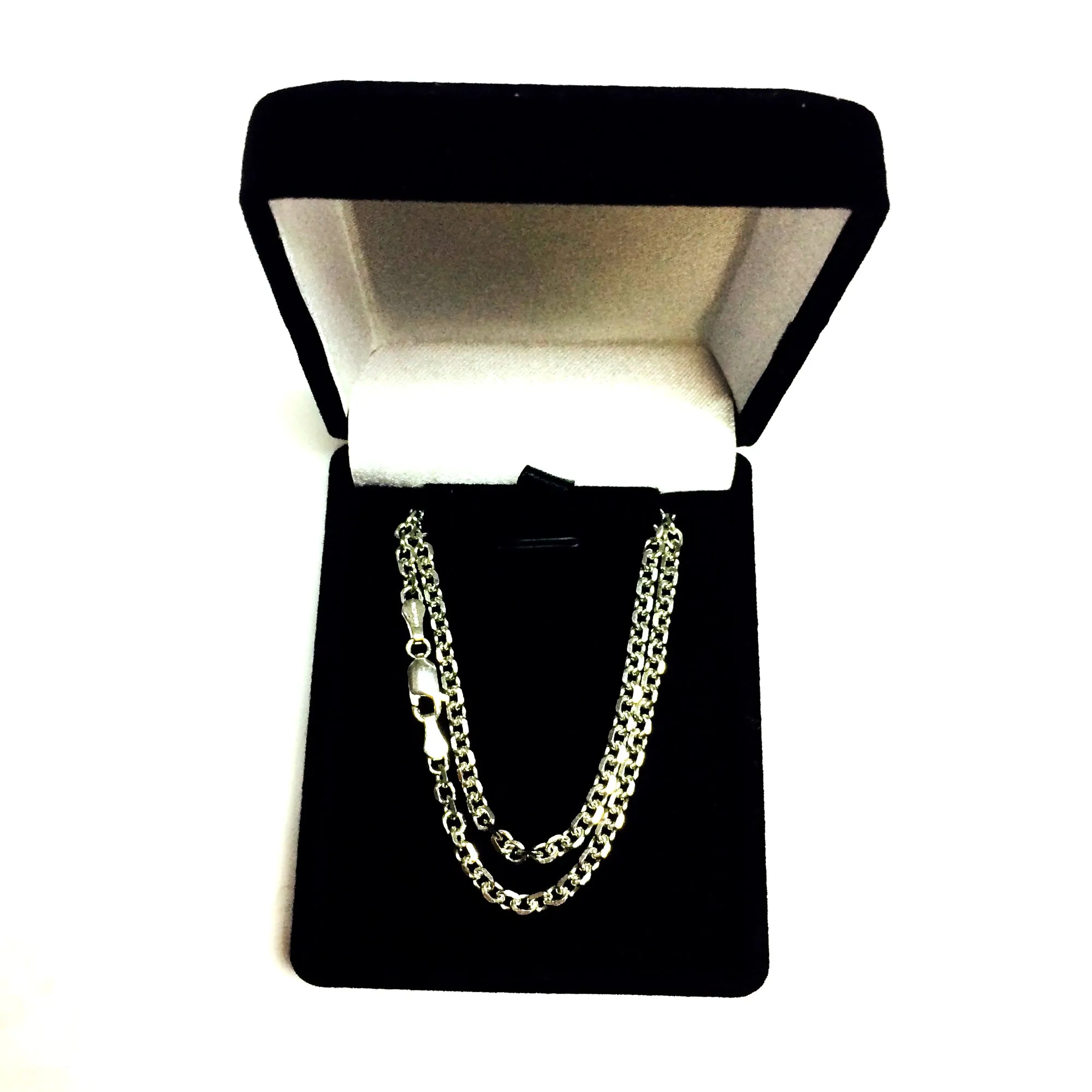 14k White Gold Cable Link Chain Necklace, 3.1mm