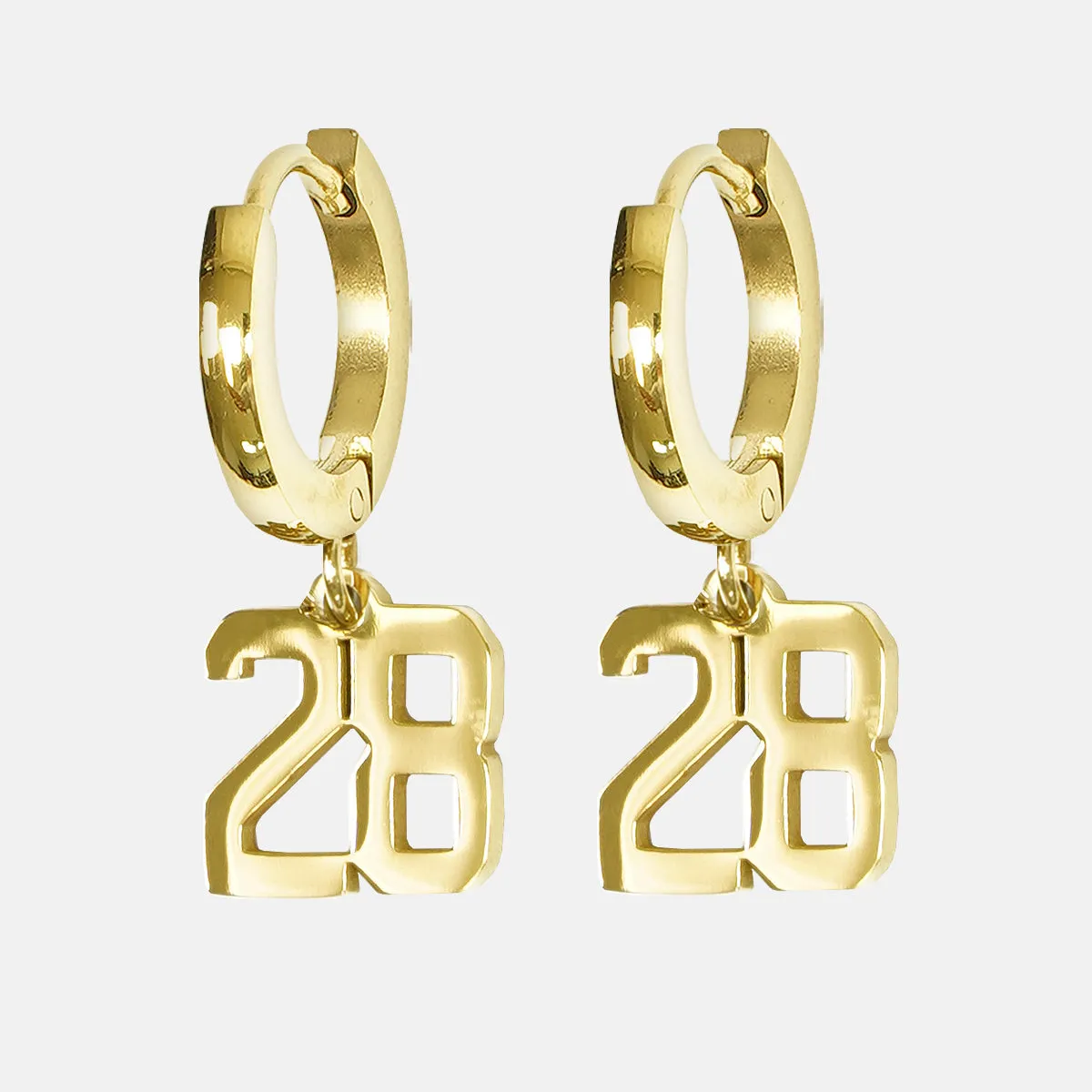 28 Number Earring - Gold Plated Stainless Steel