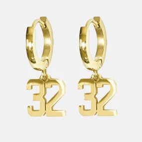 32 Number Earring - Gold Plated Stainless Steel