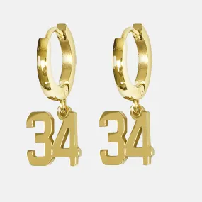 34 Number Earring - Gold Plated Stainless Steel