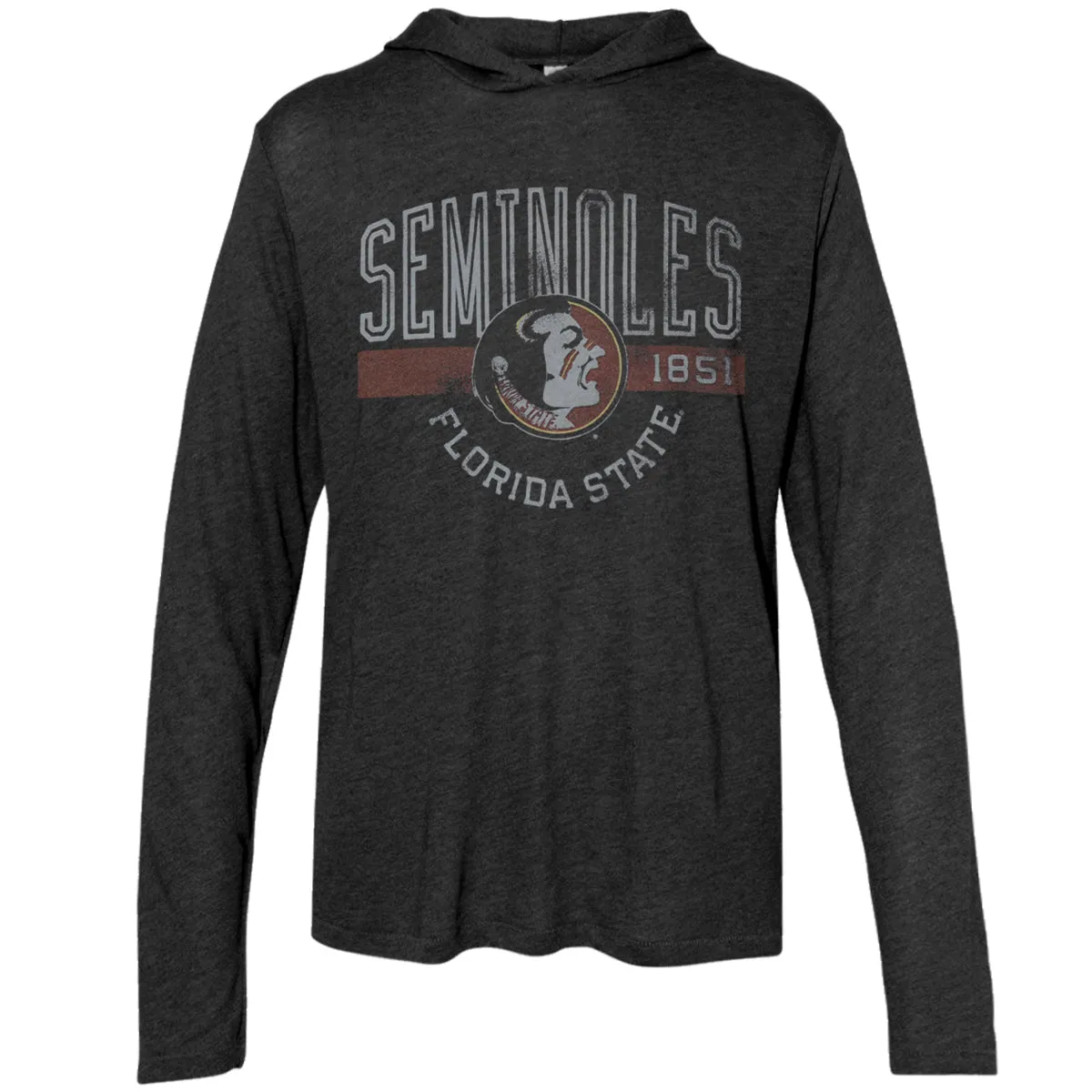 Alternative Apparel Adult/Unisex Vault Seminoles/Seminole Logo/Florida State Design Long Sleeve Hooded T-shirt - Black