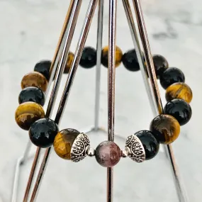 Auralite23, Black Tourmaline & Tigereye Men Bracelet