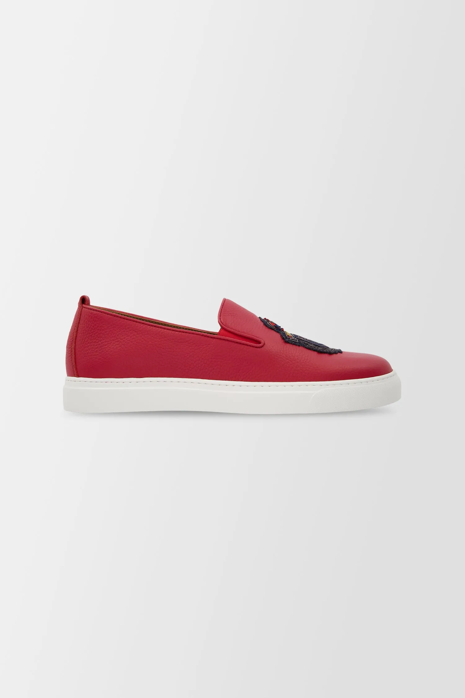 Billionaire Black Crest Red Slip-Ons