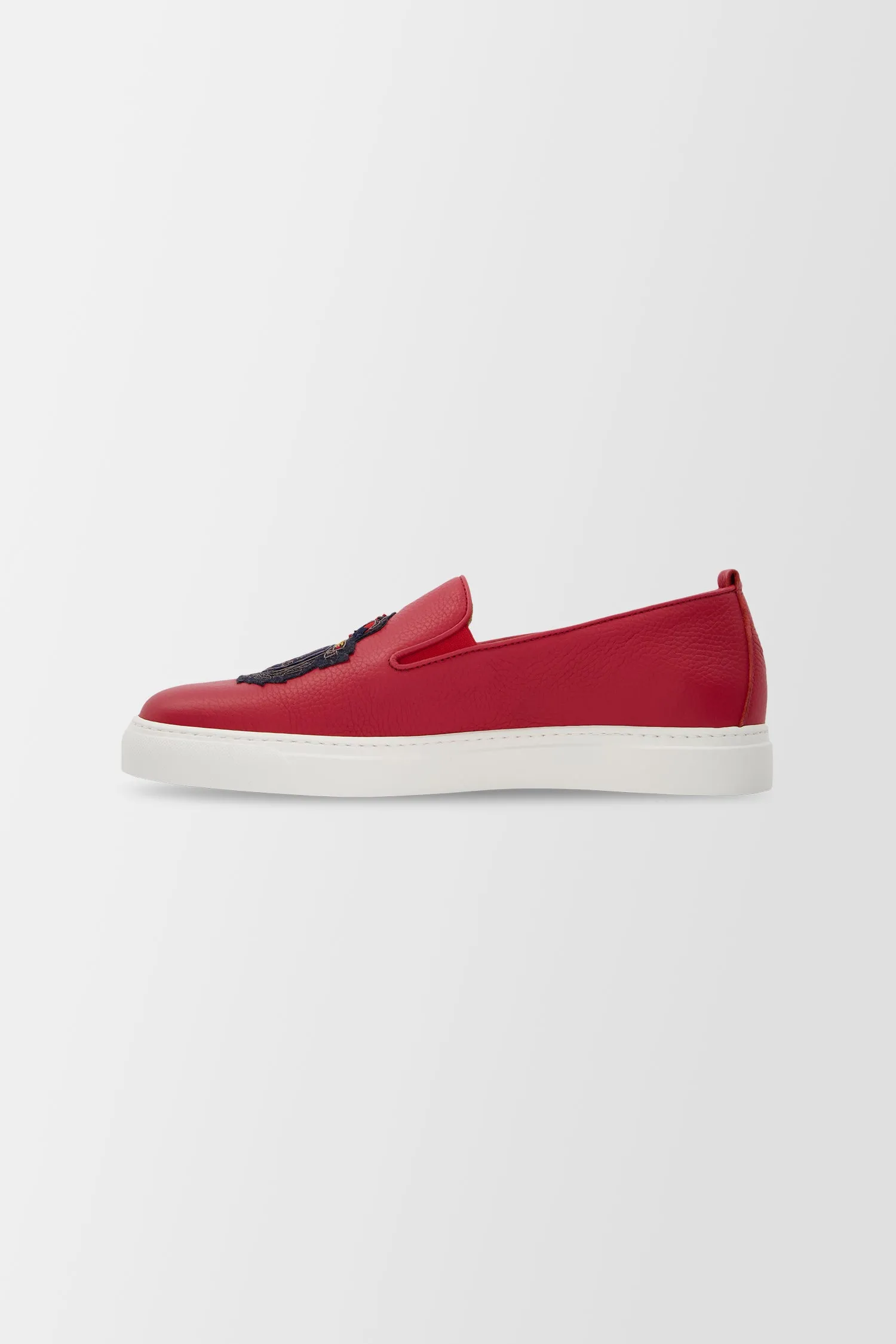 Billionaire Black Crest Red Slip-Ons