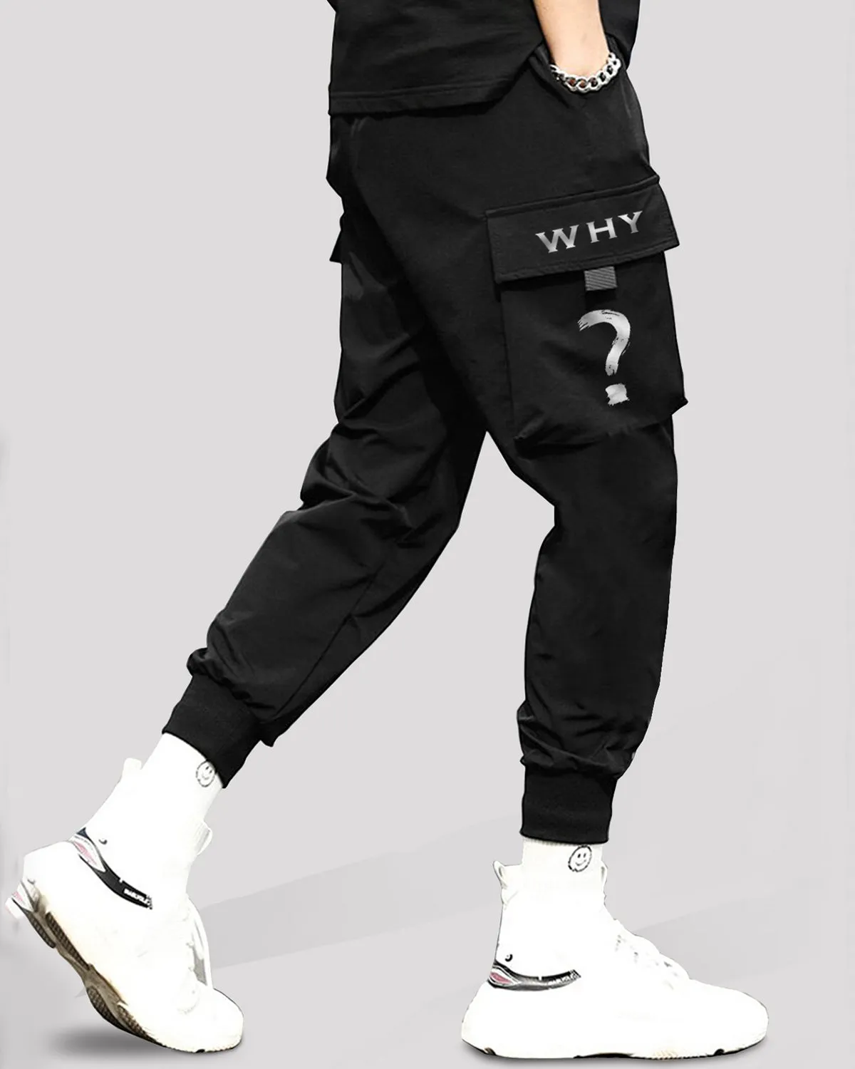 Black Cargo Pant For Men - Cuffed