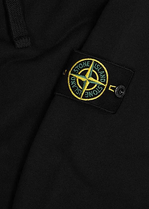 Black logo hooded cotton sweatshirt