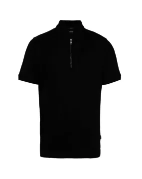 BOSS zip-neck cotton polo shirt