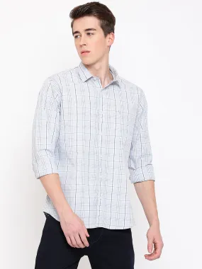 Cantabil Cotton Checkered Grey Full Sleeve Casual Shirt for Men with Pocket