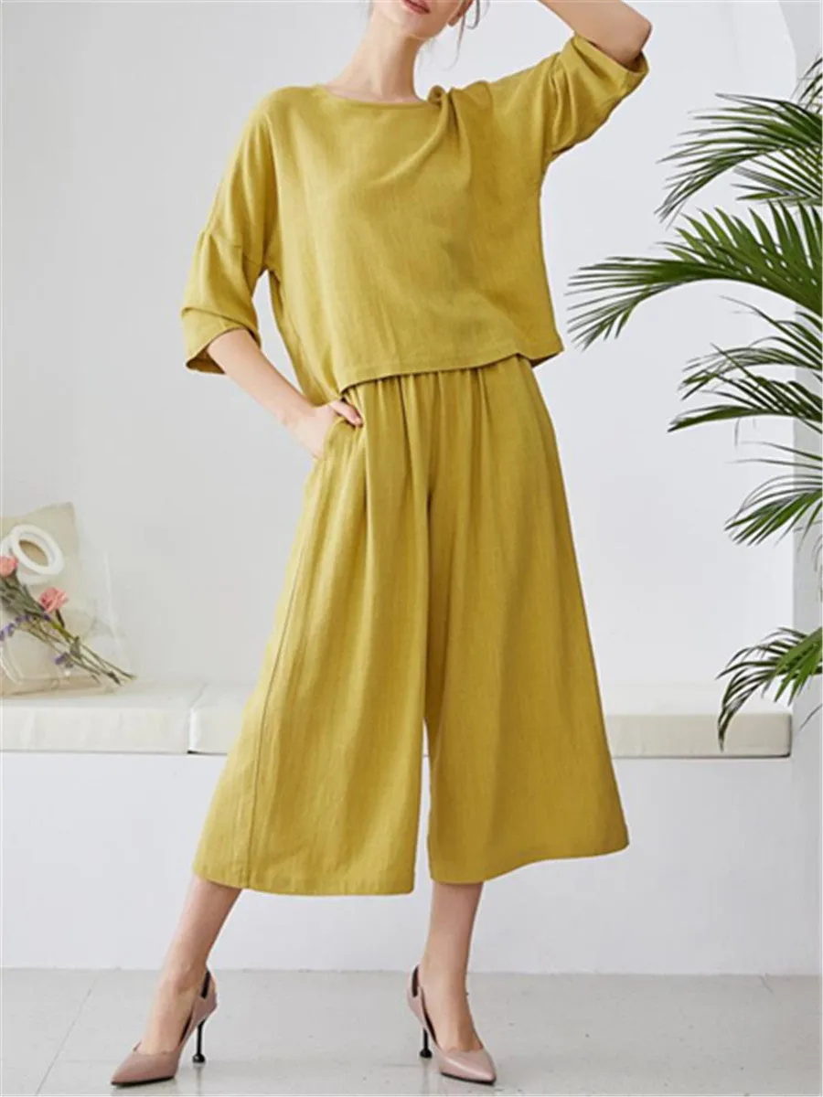 Fashion Casual Solid Color Loose Pants Suits