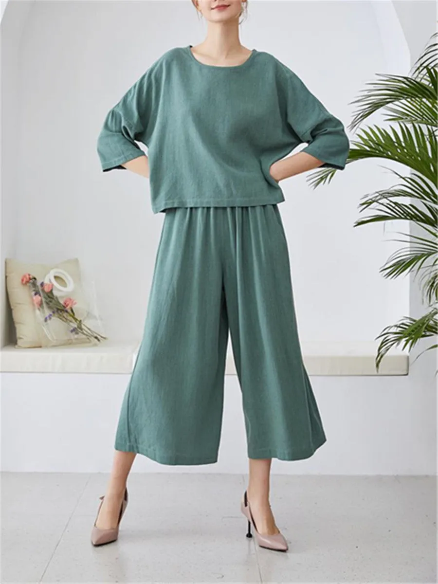 Fashion Casual Solid Color Loose Pants Suits