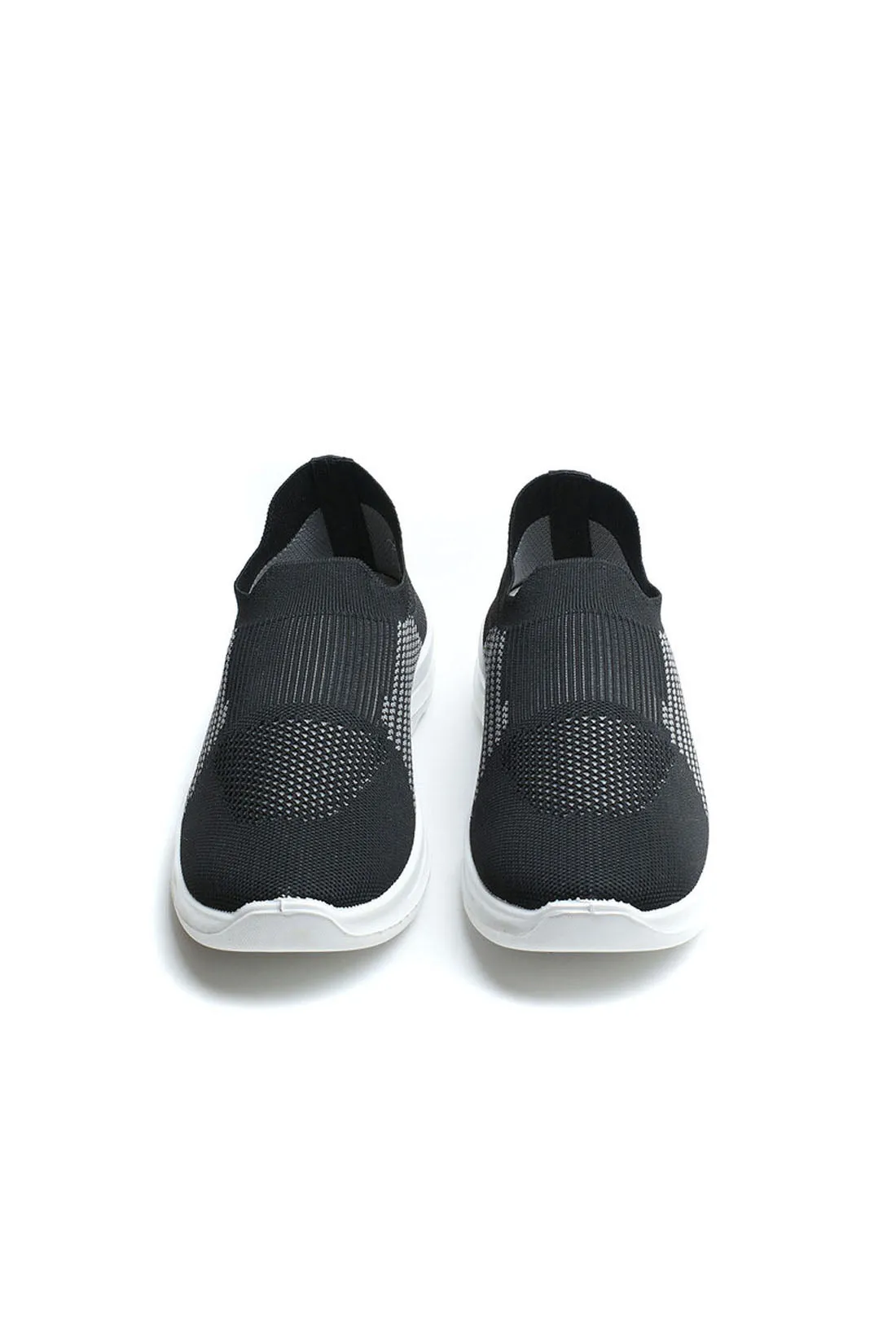 Knit Sneakers - Sportive Canvas Sock - Slip-On - Black & White