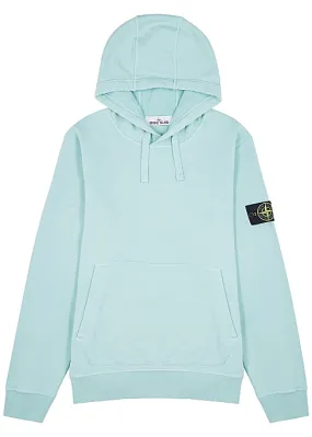 Light blue logo hooded cotton sweatshirt