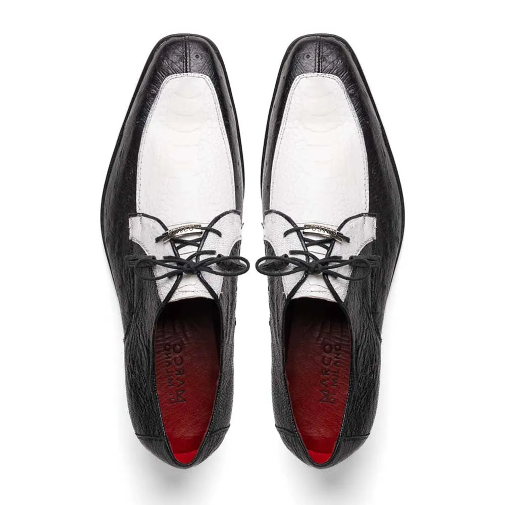 Marco Di Milano Andretti Dress White / Black Ostrich Leg Shoes