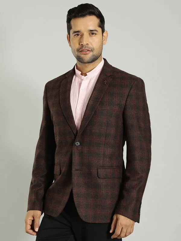 Men Checked Full Sleeve Casual Blazer