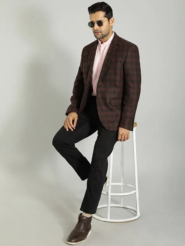 Men Checked Full Sleeve Casual Blazer