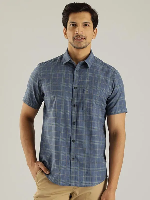 Men Checked Half Sleeve Cotton Shirt