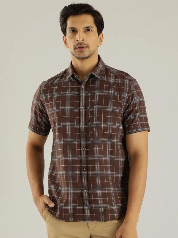 Men Checked Half Sleeve Cotton Shirt