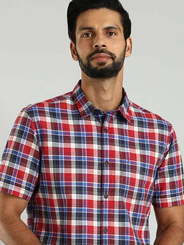 Men Checked Half Sleeve Cotton Shirt