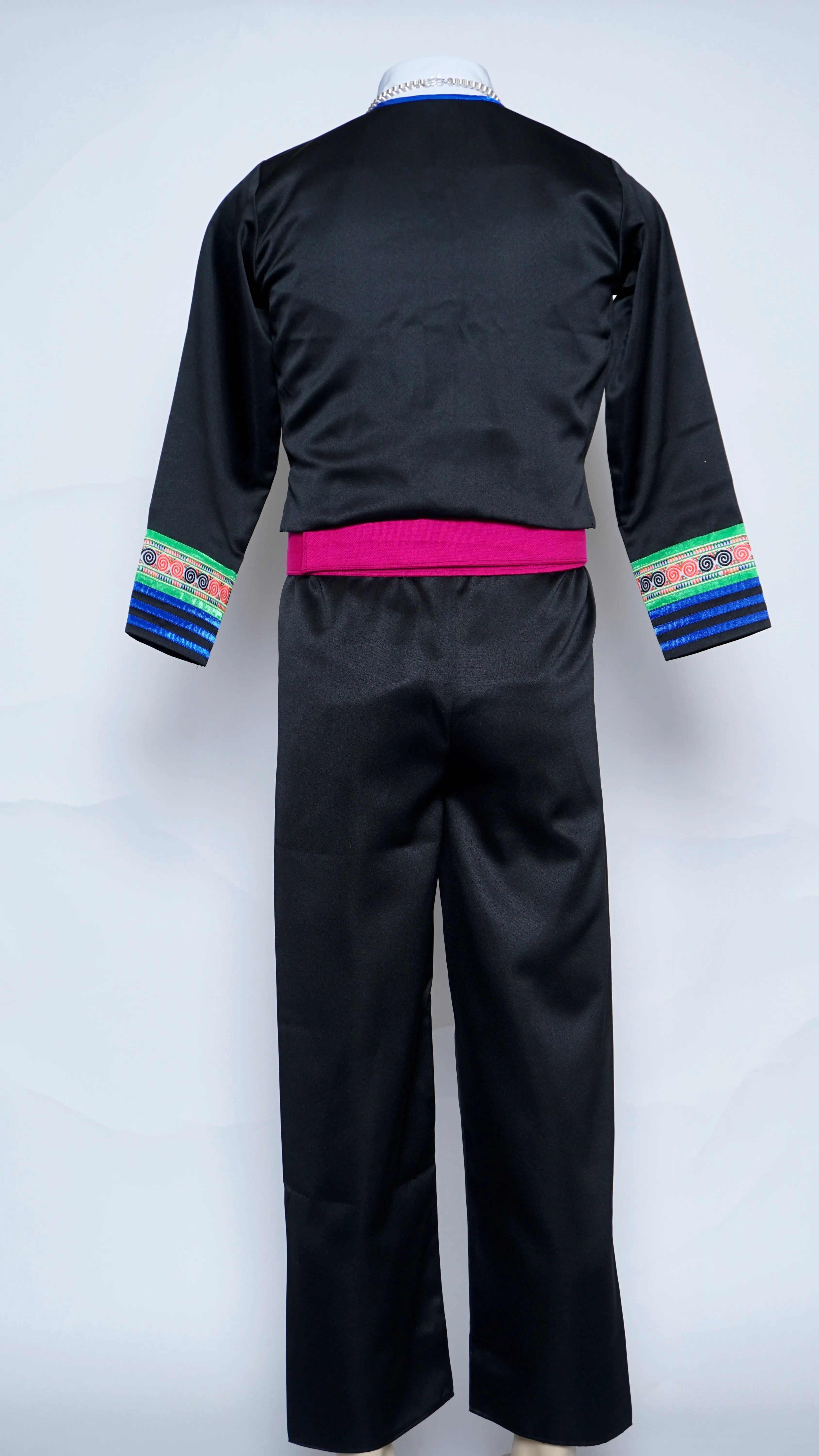 Men Hmong Txaij Set-Blue/Green Trim