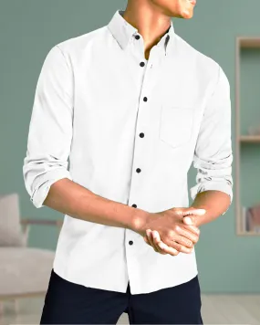 MEN PLAIN WHITE FULL HAND SHIRT