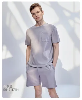 Men's Cotton-Hemp Short-Sleeved Casual Sportswear Sleepwear Set