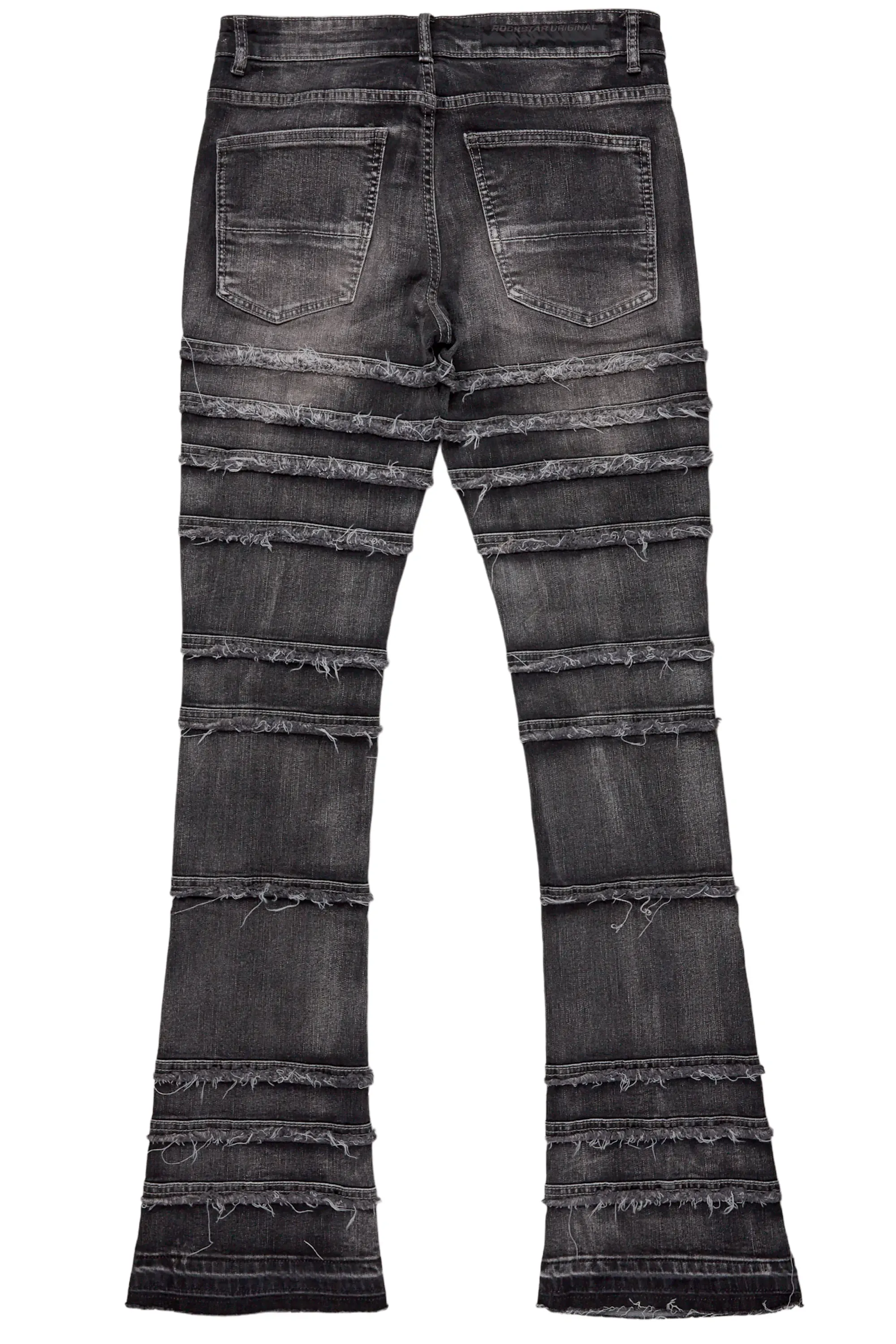 Men's Dark Grey Stacked Flare Jean