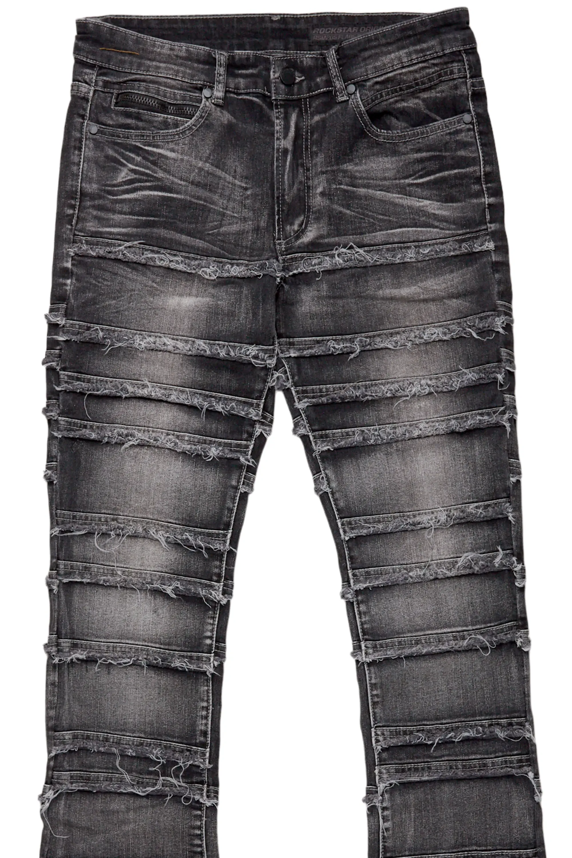 Men's Dark Grey Stacked Flare Jean