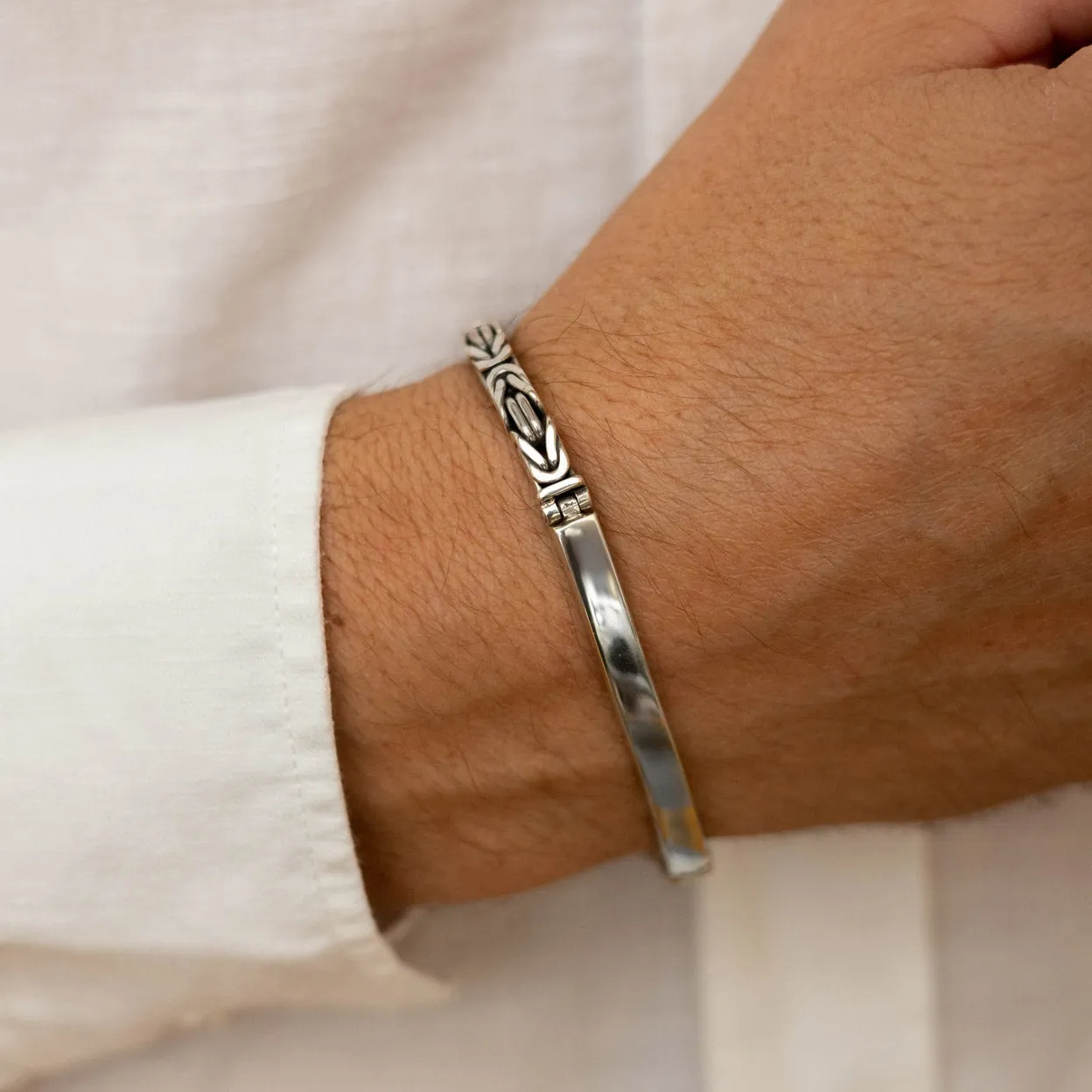 Men's Silver Bar Bracelet