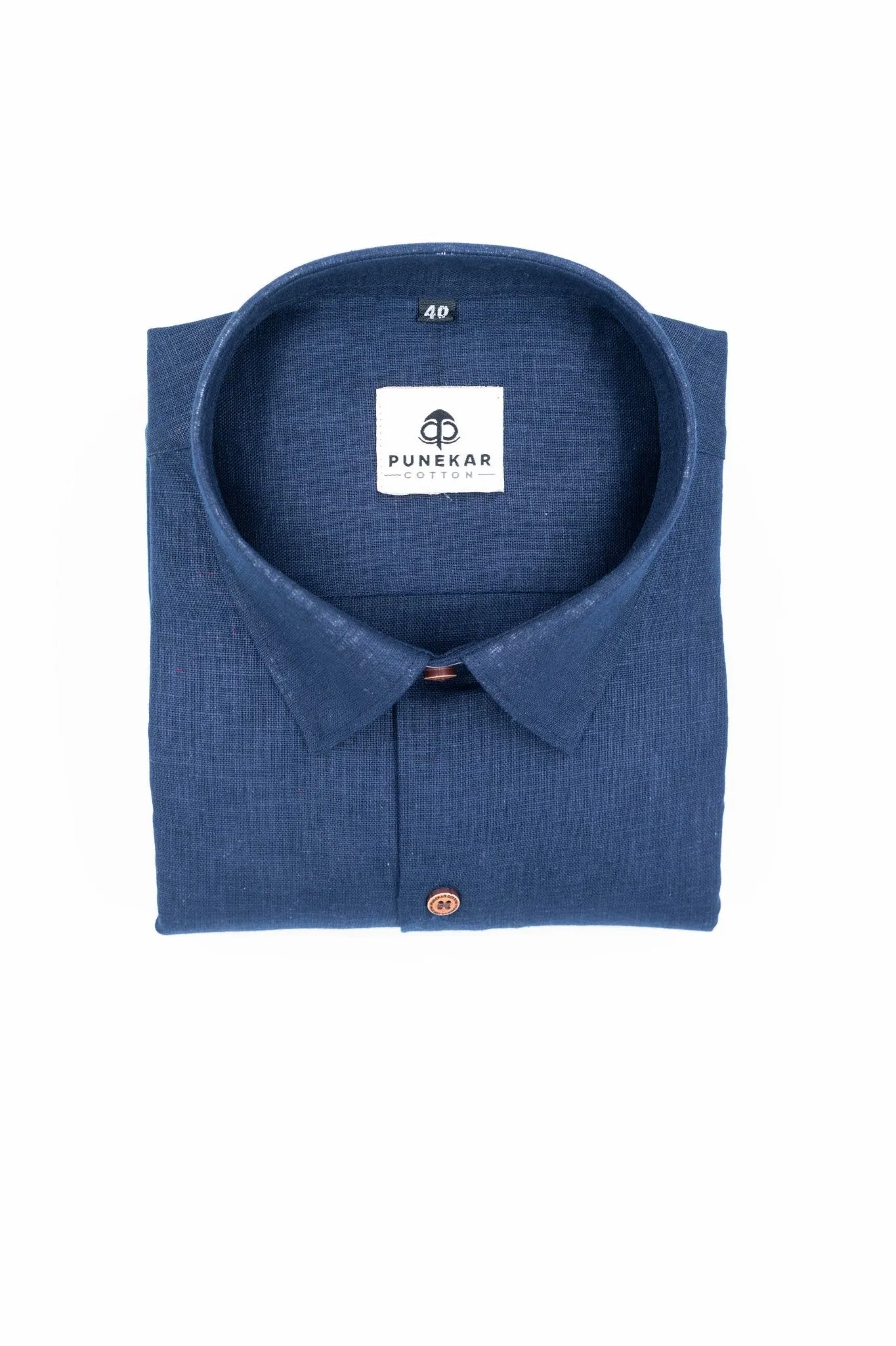 Navy Blue Color Linen Formal Shirts For Men