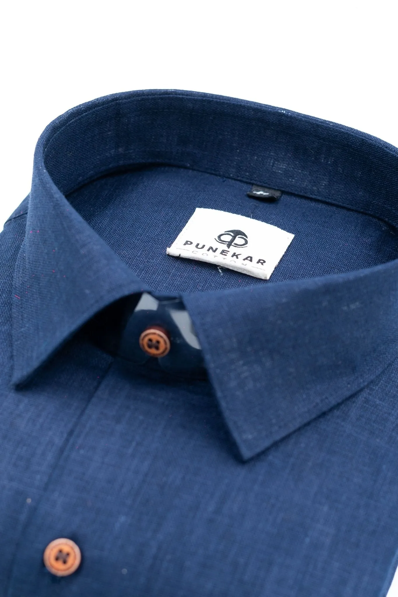 Navy Blue Color Linen Formal Shirts For Men