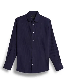 Navy textured stripe shirt for men