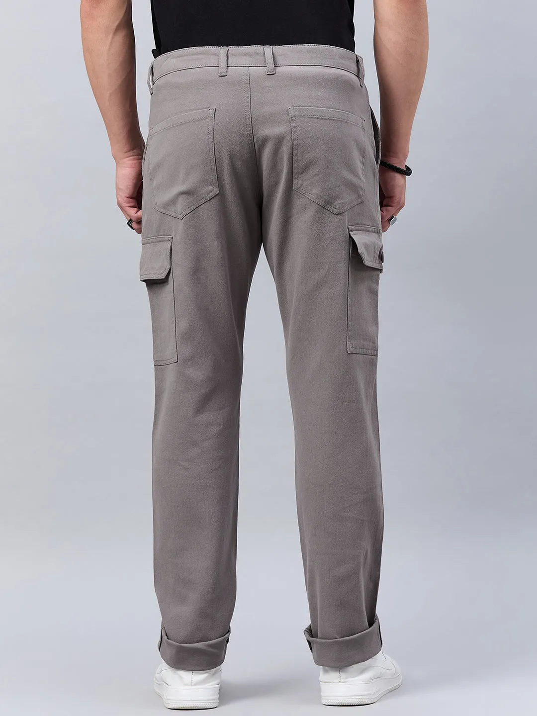 Style Quotient Men Grey Stretchable Cargo Trouser