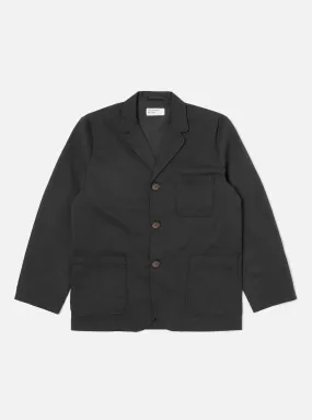 Universal Works Three Button Jacket in Black Twill