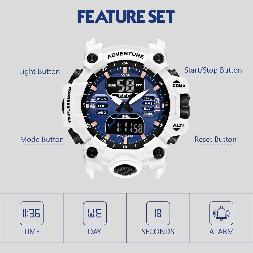 V2A Big Dial Multifunction Analogue and Digital Sports Watch for Men | Watch for Men | Wrist Watch for Men | Mens Watch | Gift for Men