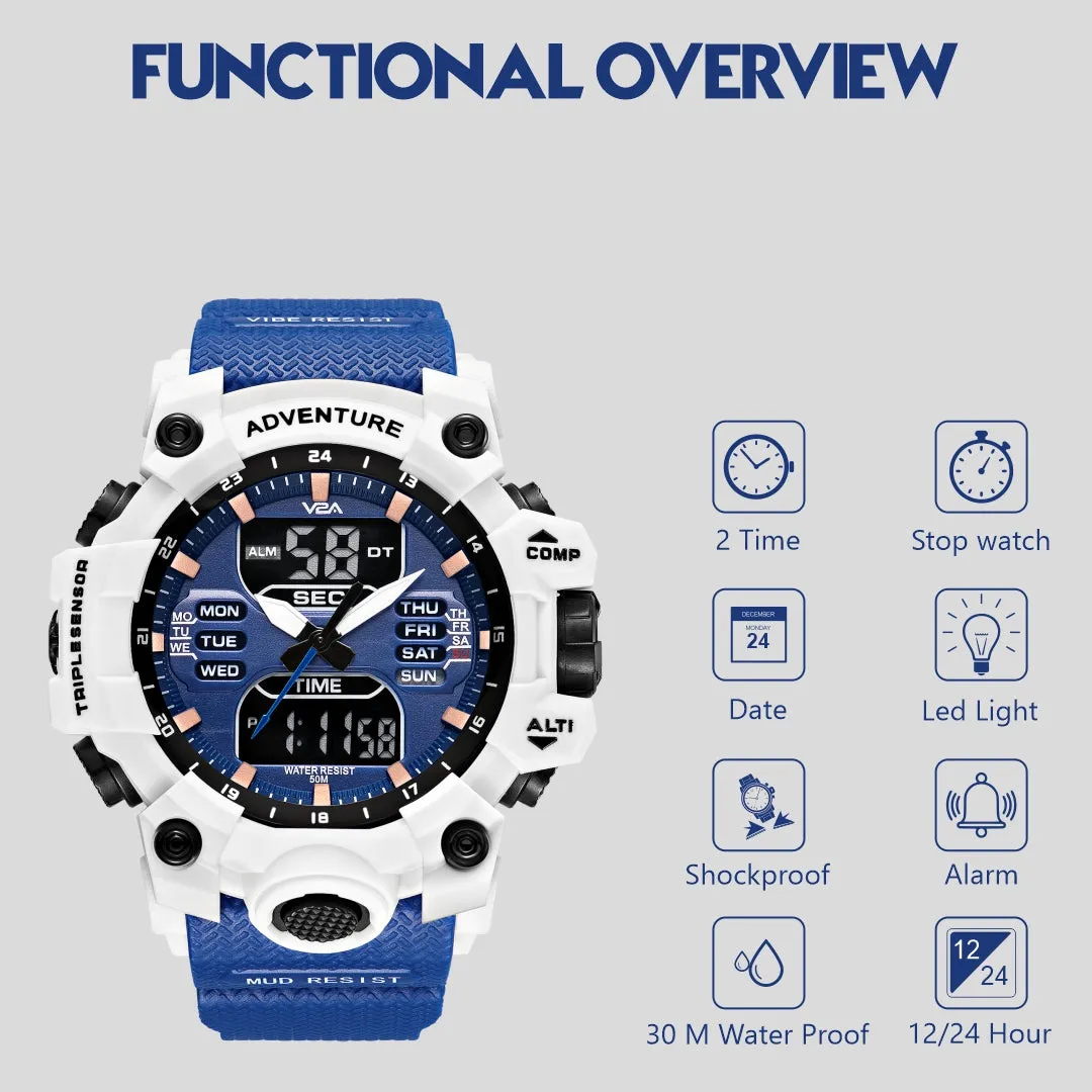 V2A Big Dial Multifunction Analogue and Digital Sports Watch for Men | Watch for Men | Wrist Watch for Men | Mens Watch | Gift for Men